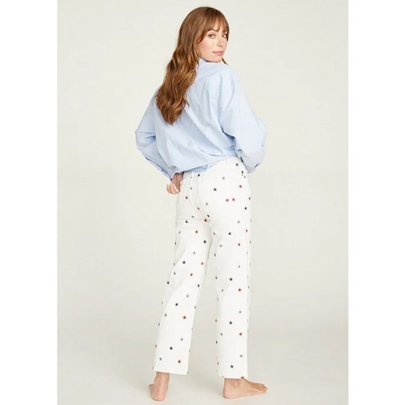 Driftwood Charlee High Rise Wide Leg Embroidered Jeans. - Picture 4 of 11